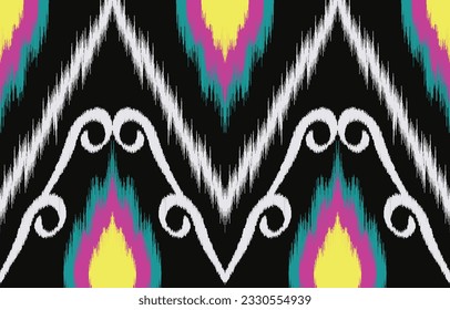 Ethnic abstract ikat art. Aztec ornament print. geometric ethnic pattern seamless  color oriental.  Design for background ,curtain, carpet, wallpaper, clothing, wrapping, Batik, vector illustration.
