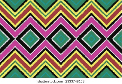Ethnic abstract ikat art. Aztec ornament print. geometric ethnic pattern seamless  color oriental.  Design for background ,curtain, carpet, wallpaper, clothing, wrapping, Batik, vector illustration.