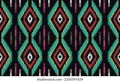 Ethnic abstract ikat art. Aztec ornament print. geometric ethnic pattern seamless  color oriental.  Design for background ,curtain, carpet, wallpaper, clothing, wrapping, Batik, vector illustration.