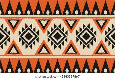 Ethnic abstract ikat art. Aztec ornament print. geometric ethnic pattern seamless  color oriental.  Design for background ,curtain, carpet, wallpaper, clothing, wrapping, Batik, vector illustration.