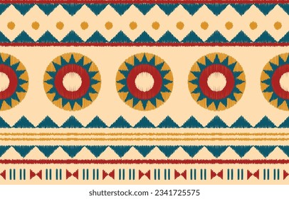 Ethnic abstract ikat art. Aztec ornament print. geometric ethnic pattern seamless  color oriental.  Design for background ,curtain, carpet, wallpaper, clothing, wrapping, Batik, vector illustration.