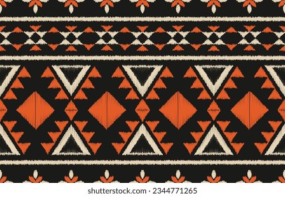 Ethnic abstract ikat art. Aztec ornament print. geometric ethnic pattern seamless  color oriental.  Design for background ,curtain, carpet, wallpaper, clothing, wrapping, Batik, vector illustration.