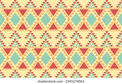 Ethnic abstract ikat art. Aztec ornament print. geometric ethnic pattern seamless  color oriental.  Design for background ,curtain, carpet, wallpaper, clothing, wrapping, Batik, vector illustration.