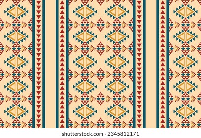 Ethnic abstract ikat art. Aztec ornament print. geometric ethnic pattern seamless  color oriental.  Design for background ,curtain, carpet, wallpaper, clothing, wrapping, Batik, vector illustration.