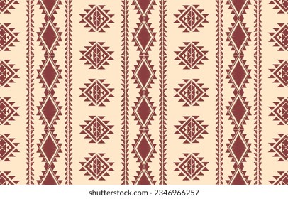 Arte de ikat abstracto étnico. Impresión de ornamento azteca. patrón geométrico étnico de color oriental sin fisuras.  Diseño para fondo, cortina, alfombra, papel pintado, ropa, envoltura, Batik, ilustración vectorial.