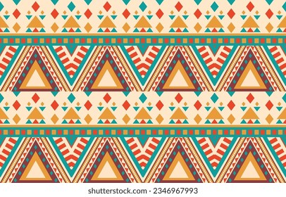 Ethnic abstract ikat art. Aztec ornament print. geometric ethnic pattern seamless  color oriental.  Design for background ,curtain, carpet, wallpaper, clothing, wrapping, Batik, vector illustration.