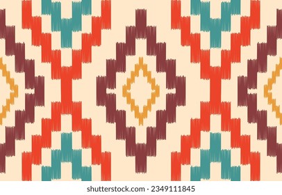 Ethnic abstract ikat art. Aztec ornament print. geometric ethnic pattern seamless  color oriental.  Design for background ,curtain, carpet, wallpaper, clothing, wrapping, Batik, vector illustration.