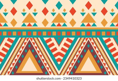 Ethnic abstract ikat art. Aztec ornament print. geometric ethnic pattern seamless  color oriental.  Design for background ,curtain, carpet, wallpaper, clothing, wrapping, Batik, vector illustration.