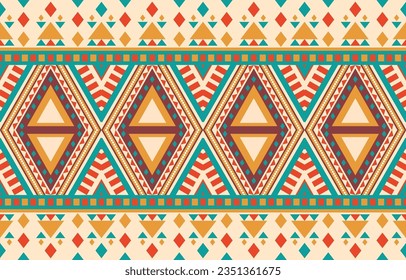 Ethnic abstract ikat art. Aztec ornament print. geometric ethnic pattern seamless  color oriental.  Design for background ,curtain, carpet, wallpaper, clothing, wrapping, Batik, vector illustration.