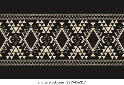 Arte de ikat abstracto étnico. Impresión de ornamento azteca. patrón geométrico étnico de color oriental sin fisuras.  Diseño para fondo, cortina, alfombra, papel pintado, ropa, envoltura, Batik, ilustración vectorial.