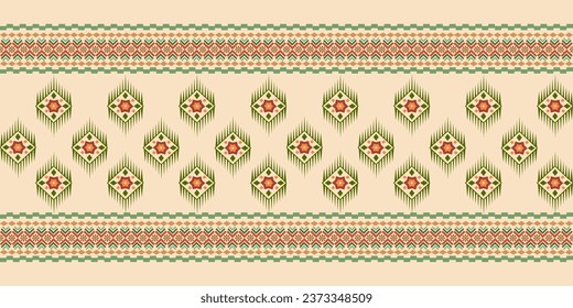 Ethnic abstract ikat art. Aztec ornament print. Geometric ethnic pattern seamless color oriental. Design for background, curtain, carpet, wallpaper, clothing, wrapping , vector, illustration.