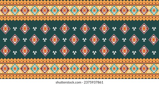 Ethnic abstract ikat art. Aztec ornament print. Geometric ethnic pattern seamless color oriental. Design for background, curtain, carpet, wallpaper, clothing, wrapping , vector, illustration.