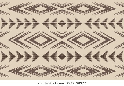 Arte de ikat abstracto étnico. Impresión de ornamento azteca. patrón geométrico étnico de color oriental sin fisuras.  Diseño para fondo, cortina, alfombra, papel pintado, ropa, envoltura, Batik, ilustración vectorial.