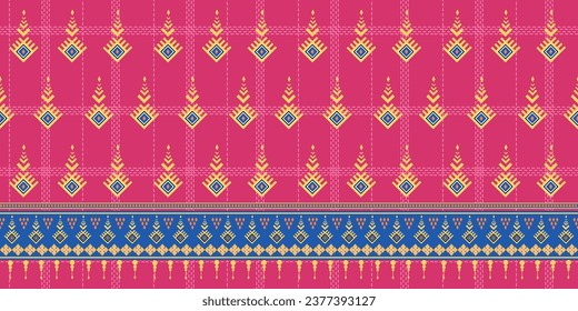 Ethnic abstract ikat art. Aztec ornament print. Geometric ethnic pattern seamless color oriental. Design for background, curtain, carpet, wallpaper, clothing, wrapping , vector, illustration.