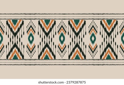 Ethnic abstract ikat art. Aztec ornament print. geometric ethnic pattern seamless  color oriental.  Design for background ,curtain, carpet, wallpaper, clothing, wrapping, Batik, vector illustration.