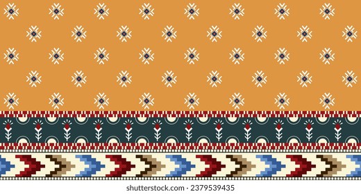 Ethnic abstract ikat art. Aztec ornament print. Geometric ethnic pattern seamless color oriental. Design for background, curtain, carpet, wallpaper, clothing, wrapping , vector, illustration.