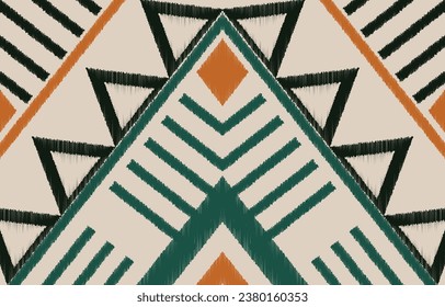 Ethnic abstract ikat art. Aztec ornament print. geometric ethnic pattern seamless  color oriental.  Design for background ,curtain, carpet, wallpaper, clothing, wrapping, Batik, vector illustration.