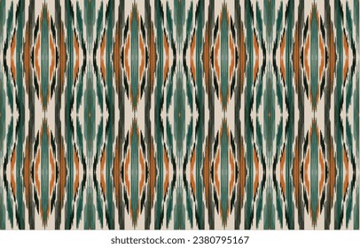 Arte de ikat abstracto étnico. Impresión de ornamento azteca. patrón geométrico étnico de color oriental sin fisuras.  Diseño para fondo, cortina, alfombra, papel pintado, ropa, envoltura, Batik, ilustración vectorial.