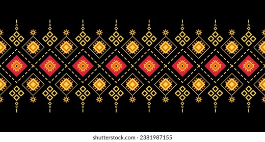 Ethnic abstract ikat art. Aztec ornament print. Geometric ethnic pattern seamless color oriental. Design for background, curtain, carpet, wallpaper, clothing, wrapping , vector, illustration.