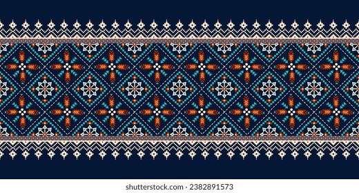 Ethnic abstract ikat art. Aztec ornament print. Geometric ethnic pattern seamless color oriental. Design for background, curtain, carpet, wallpaper, clothing, wrapping , vector, illustration.