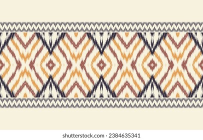 Arte de ikat abstracto étnico. Impresión de ornamento azteca. patrón geométrico étnico de color oriental sin fisuras.  Diseño para fondo, cortina, alfombra, papel pintado, ropa, envoltura, Batik, ilustración vectorial.