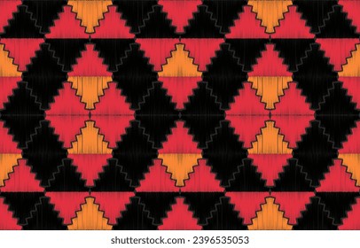 Ethnic abstract ikat art. Aztec ornament print. geometric ethnic pattern seamless  color oriental.  Design for background ,curtain, carpet, wallpaper, clothing, wrapping, Batik, vector illustration.