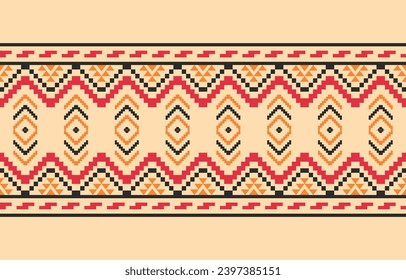 Ethnic abstract ikat art. Aztec ornament print. geometric ethnic pattern seamless  color oriental.  Design for background ,curtain, carpet, wallpaper, clothing, wrapping, Batik, vector illustration.