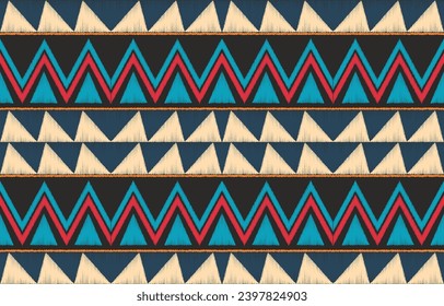 Ethnic abstract ikat art. Aztec ornament print. geometric ethnic pattern seamless  color oriental.  Design for background ,curtain, carpet, wallpaper, clothing, wrapping, Batik, vector illustration.