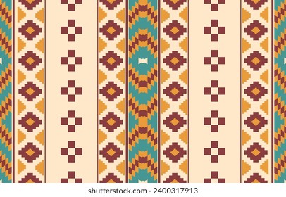 Ethnic abstract ikat art. Aztec ornament print. geometric ethnic pattern seamless  color oriental.  Design for background ,curtain, carpet, wallpaper, clothing, wrapping, Batik, vector illustration.