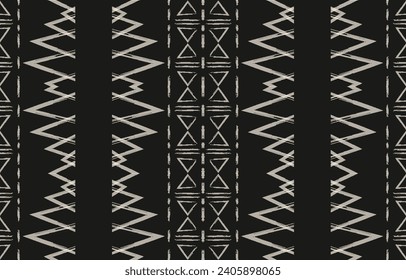 Arte de ikat abstracto étnico. Impresión de ornamento azteca. patrón geométrico étnico de color oriental sin fisuras.  Diseño para fondo, cortina, alfombra, papel pintado, ropa, envoltura, Batik, ilustración vectorial.