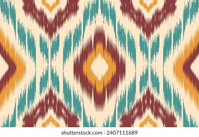 Ethnic abstract ikat art. Aztec ornament print. geometric ethnic pattern seamless  color oriental.  Design for background ,curtain, carpet, wallpaper, clothing, wrapping, Batik, vector illustration.