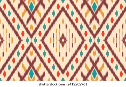 Ethnic abstract ikat art. Aztec ornament print. geometric ethnic pattern seamless  color oriental.  Design for background ,curtain, carpet, wallpaper, clothing, wrapping, Batik, vector illustration.