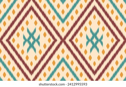 Ethnic abstract ikat art. Aztec ornament print. geometric ethnic pattern seamless  color oriental.  Design for background ,curtain, carpet, wallpaper, clothing, wrapping, Batik, vector illustration.