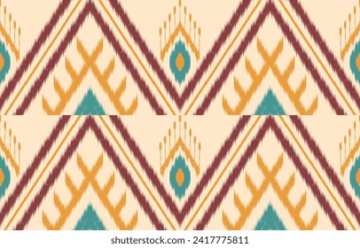 Ethnic abstract ikat art. Aztec ornament print. geometric ethnic pattern seamless  color oriental.  Design for background ,curtain, carpet, wallpaper, clothing, wrapping, Batik, vector illustration.