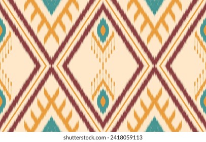 Ethnic abstract ikat art. Aztec ornament print. geometric ethnic pattern seamless  color oriental.  Design for background ,curtain, carpet, wallpaper, clothing, wrapping, Batik, vector illustration.
