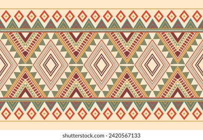 Ethnic abstract ikat art. Aztec ornament print. geometric ethnic pattern seamless  color oriental.  Design for background ,curtain, carpet, wallpaper, clothing, wrapping, Batik, vector illustration.