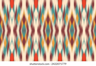 Ethnic abstract ikat art. Aztec ornament print. geometric ethnic pattern seamless  color oriental.  Design for background ,curtain, carpet, wallpaper, clothing, wrapping, Batik, vector illustration.