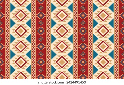 Ethnic abstract ikat art. Aztec ornament print. geometric ethnic pattern seamless  color oriental.  Design for background ,curtain, carpet, wallpaper, clothing, wrapping, Batik, vector illustration.