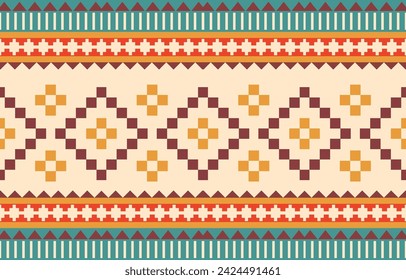 Ethnic abstract ikat art. Aztec ornament print. geometric ethnic pattern seamless  color oriental.  Design for background ,curtain, carpet, wallpaper, clothing, wrapping, Batik, vector illustration.