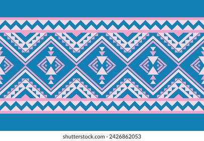 Ethnic abstract ikat art. Aztec ornament print. geometric ethnic pattern seamless  color oriental.  Design for background ,curtain, carpet, wallpaper, clothing, wrapping, Batik, vector illustration.