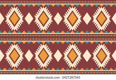 Ethnic abstract ikat art. Aztec ornament print. geometric ethnic pattern seamless  color oriental.  Design for background ,curtain, carpet, wallpaper, clothing, wrapping, Batik, vector illustration.