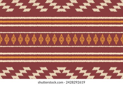 Arte de ikat abstracto étnico. Adorno azteca estampado. patrón étnico geométrico color sin fisuras oriental.  Diseño de fondo, cortina, alfombra, papel pintado, ropa, envoltura, Batik, ilustración vectorial.