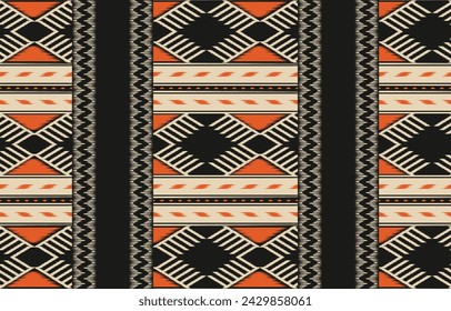 Ethnic abstract ikat art. Aztec ornament print. geometric ethnic pattern seamless  color oriental.  Design for background ,curtain, carpet, wallpaper, clothing, wrapping, Batik, vector illustration.