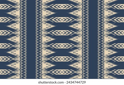 Ethnische abstrakte ikat Kunst. Aztekischer Ornamentendruck. Geometrische ethnische Muster nahtlose Farbe Orientalisch.  Design für Hintergrund, Vorhang, Teppich, Tapete, Kleidung, Verpackung, Batik, Vektor-Illustration.