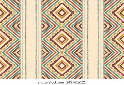 Ethnic abstract ikat art. Aztec ornament print. geometric ethnic pattern seamless  color oriental.  Design for background ,curtain, carpet, wallpaper, clothing, wrapping, Batik, vector illustration.