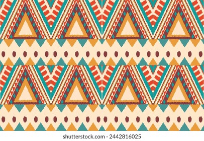 Ethnic abstract ikat art. Aztec ornament print. geometric ethnic pattern seamless  color oriental.  Design for background ,curtain, carpet, wallpaper, clothing, wrapping, Batik, vector illustration.