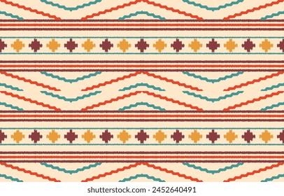 Ethnic abstract ikat art. Aztec ornament print. geometric ethnic pattern seamless  color oriental.  Design for background ,curtain, carpet, wallpaper, clothing, wrapping, Batik, vector illustration.