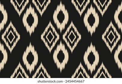 Arte de ikat abstracto étnico. Adorno azteca estampado. patrón étnico geométrico color sin fisuras oriental.  Diseño para el fondo, cortina, alfombra, Fondo de pantalla, ropa, envoltura, Batik, Ilustración vectorial.