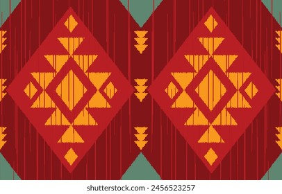 Ethnic abstract ikat art. Aztec ornament print. geometric ethnic pattern seamless  color oriental.  Design for background ,curtain, carpet, wallpaper, clothing, wrapping, Batik, vector illustration.