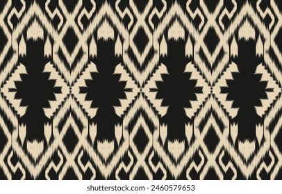 Ethnische abstrakte ikat Kunst. Aztekischer Ornamentendruck. Geometrische ethnische Muster nahtlose Farbe Orientalisch.  Design für Hintergrund, Vorhang, Teppich, Bildschirmhintergrund, Bekleidung, Verpackung, Batik, Vektorillustration.